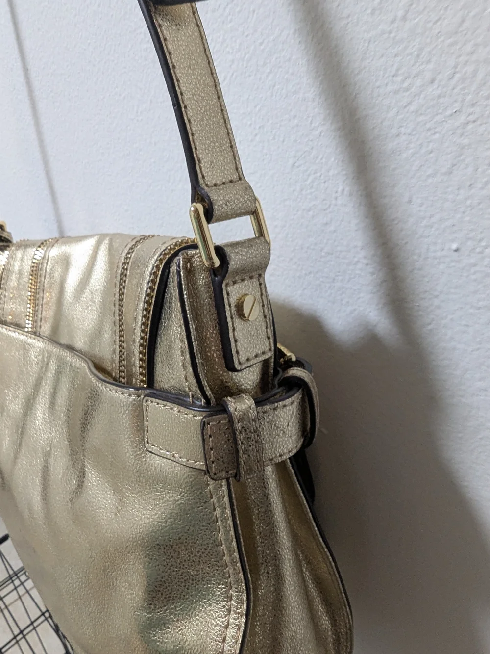 Michael Kors Metallic Gold Fold-Front Crossbody Bag